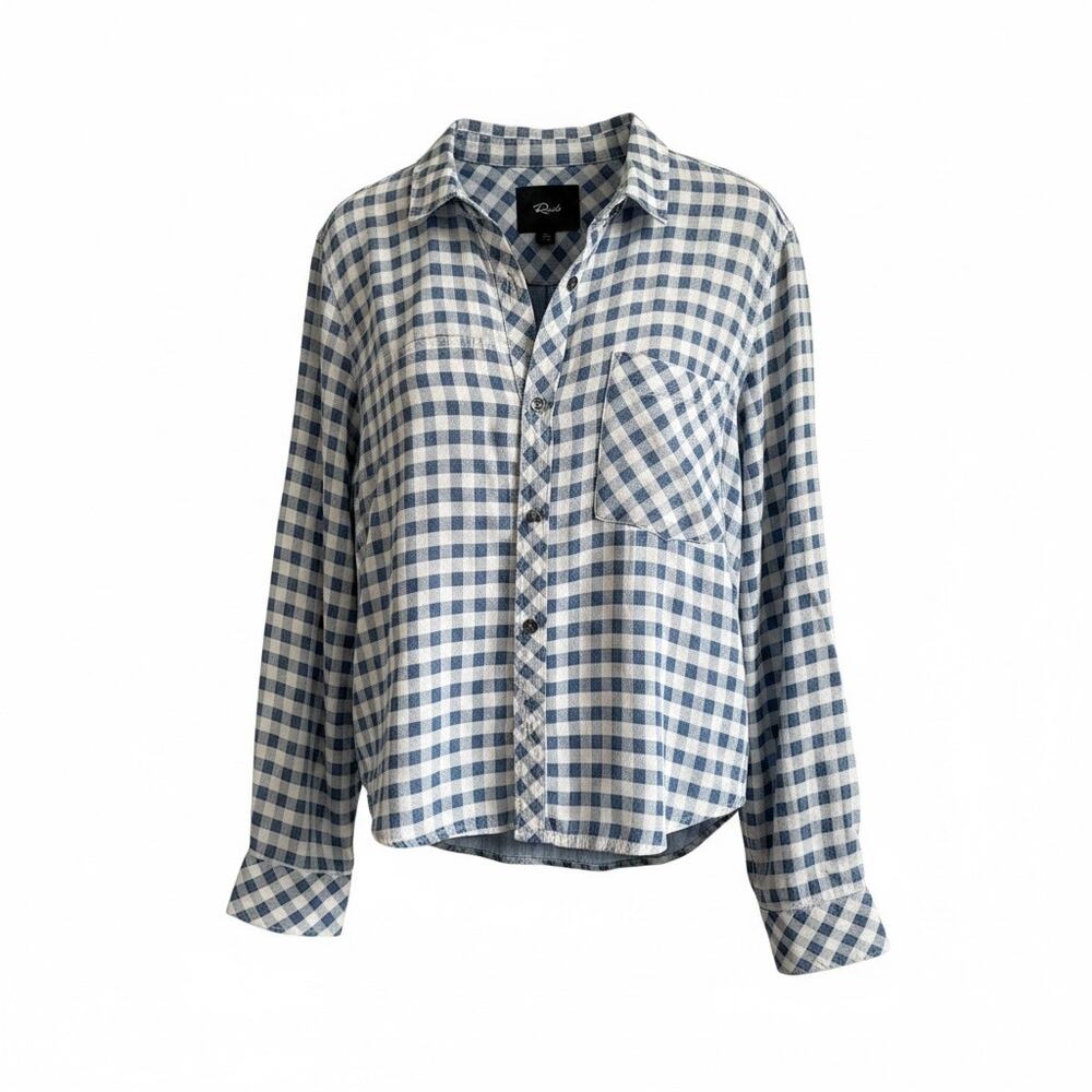 Rails Hunter Blue White Gingham Plaid Button Down Shirt Women’s Size S